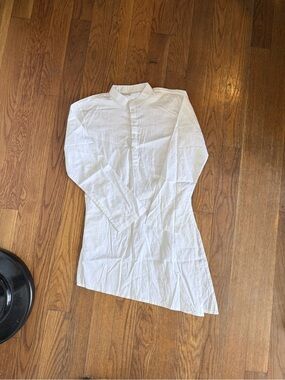 White Long Sleeve Asymmetrical Kurta